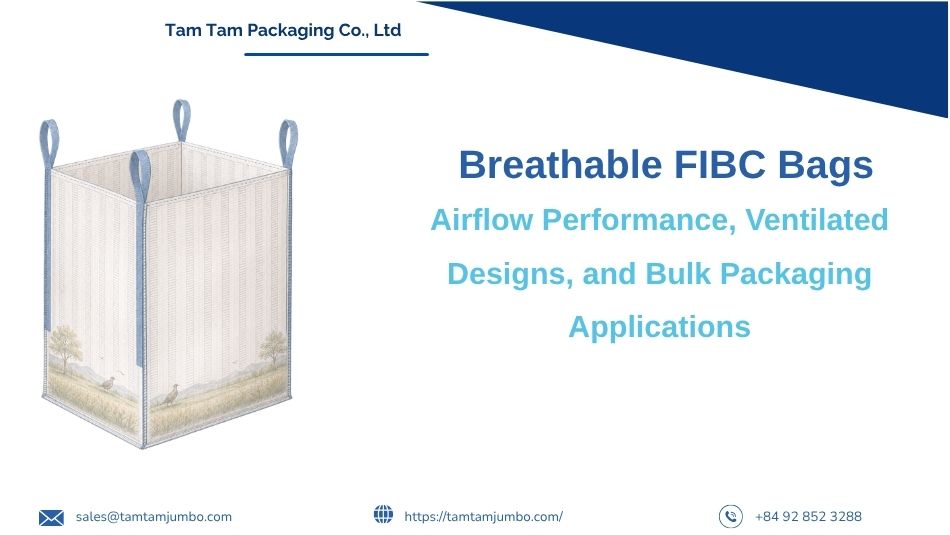 Breathable FIBC mesh big bags loaded for export