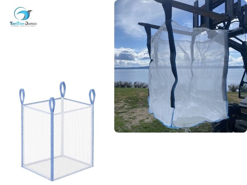 Reinforced seam on mesh big bag for durability