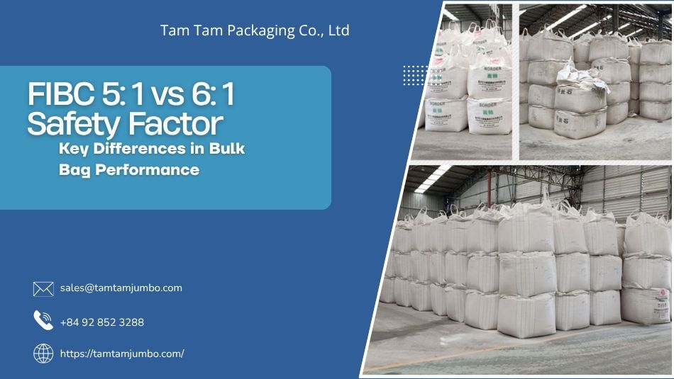 FIBC label comparison of 5 to 1 and 6 to 1 safety factor